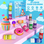 Food Coloring - 36 Colors Liquid Food Dye Set, Concentration Food Color for Christmas Cake Decorating, Baking, Easter Egg, Icing, Fondant, Cooking, Slime Making Kit and DIY Crafts - 0.45oz/Bottles
