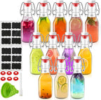 12 Pack 4 oz Swing Top Glass Bottles,Flip Top Glass bottles with airtight Caps for Home Brewing Beer,Kombucha,2nd Fermentation,Kefir,Beverages,Soda,Oils,Vinegar,Limoncello,Vanilla extract