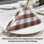 Urban Villa Cloth Napkins 100% Cotton Dinner Napkins Highly Absorbent 20x20 Inches (Set of 12) Brown White Buffalo Checks Reusable Washable Soft Durable Premium Napkins Ideal for Home Wedding Parties