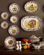 Spode Woodland Mallard Luncheon Plate - 9" Fine Earthenware with British Flowers Border, Rustic Duck Motif - Dishwasher, Microwave, Freezer & Oven Safe - Seasonal Wildlife Tableware - Made in England