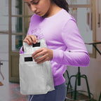 DISCOUNT PROMOS 10 Hook and Loop Insulated Lunch Bags Set - Polyester, Durable, Vibrant, Reusable - White