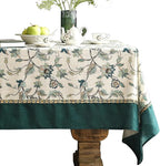 patdrea Designer Green Linen Table Cloth for Rectangle Table,Vintage Floral Pattern Durable Tablecloth,French Cover Decor for Kitchen Dining,Christmas,Thanksgiving,Tea Party,55"x79"-Noah