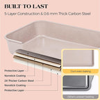 6 Pcs Baking Pans Set, Silicone Bakeware Sets with Metal Reinforced Frame, Nonstick Stackable Carbon Steel Non Toxic Baking Sets for Cooking (Brown)