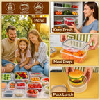 50 PCS Thicker Food Storage Containers with Lids, Clear Stackable Airtight Leakproof Reusable Plastic Meal Prep Container Set for Kitchen Storage/Lunch, Fridge/Microwave Safe with Labels&Pen