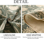 ISAENNE Designer Grayish Green Linen Rectangular Tablecloth,Floral Stain Resistant Table Cloth,Fall Vintage Decor Tablecloths for Dining Thanksgiving Kitchen Party,55"*79"-Andrew A