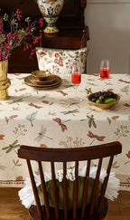 ISAENNE Designer Floral Linen Extra Long Rectangle Table Cloth,French Off White Elegant Tablecloth,Washable Home Decor Tablecloths for Dining Thanksgiving Kitchen Christmas,67"*118"-Grace B
