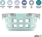 Ello Duraglass 3.4 Cup Round Meal Prep Sets 10Pc, 5 Pack Set- Glass Food Storage Container with Silicone Sleeve and Airtight BPA-Free Plastic Lids, Dishwasher, Microwave, and Freezer Safe, Melon