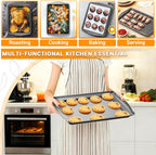 Baking Pan Set of 3 - Carbon Steel Baking Sheets with Cooling Racks, 13/15/17 Inch, Nonstick Cookie Sheets for Baking, Rust & Warp Resistant & Stackable, Nontoxic & Heavy Duty & Easy Clean