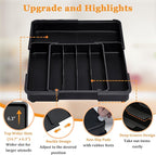 Homecor Silverware Organizer Expandable Kitchen Drawer Organizer with 7 Slots, BPA Free Cutlery Utensil Drawer Organizer, Kitchen Utensil Storage Tray for Forks Knives Spoons, Anti-Slip, Black