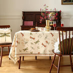 ISAENNE Designer Floral Linen Tablecloth Rectangular,French Off White Elegant Table Cloth,Washable Home Decor Tablecloths for Dining Thanksgiving Kitchen Christmas Party,55"*87"-Grace B