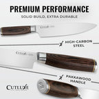 Cutluxe 3-Piece Chef Knife Set – Ultra Sharp Japanese Kitchen Knives, High Carbon Stainless Steel Blades, Full Tang Pakkawood Handles – Shinobi Series