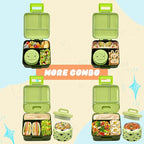 PIQUEBAR Bento Box for Kids with 8oz Soup Thermo Leak-Proof Lunch Box Food Containers with Snack Sauce Container for Kid Toddler Girls Boys to School, Forest Dinosaur