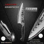 Damascus 6.5" Chef Knife Sharp Kitchen Knife Japan VG-10 Stainless Steel Carbon Ultra Sharp Kitchen Cooking Knife, Ergonomic G10 Handle Deluxe Gift Box