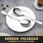 6 Piece Stainless Steel Serving Spoon Set - 3 Large, 3 Slotted,Dishwasher Safe,10-Inch,for Parties/Kitchen/Buffet/Catering