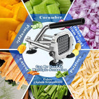 1/4 In Blade French Fry Cutter, Efortless Commercial Vegetable Chopper, Anti-slip Potato Cutter, Heavy Duty Potato Slicer, Stainless Steel Easy Clean Manual Cutter for Tomatoes Peppers Mushrooms