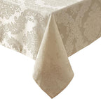 Newbridge Barcelona Luxury Damask Fabric Tablecloth, 60” Wide x 84” Oval, Golden Beige, 100% Polyester, No Iron, Soil Resistant Dining Room, Party and Banquet Table Cover