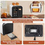 SEEDEEM Toaster 2 Slice with Touch Screen, Faster Heating Speed, 7 Shade Setting, 6 Bread Type, 1.5”Wide Slots Toaster, Removable Crumb Tray, 1350W, Dark Chocolate