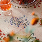 patdrea Designer French Linen Extra Long Tablecloth for Rectangle Table,Vintage Red Floral Tablecloths,Table Cover for Kitchen Dining,Tea Party,Christmas,Thanksgiving,Holiday,67"x118"-Newmari