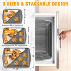 Baking Pan Set of 3 - Carbon Steel Baking Sheets with Cooling Racks, 13/15/17 Inch, Nonstick Cookie Sheets for Baking, Rust & Warp Resistant & Stackable, Nontoxic & Heavy Duty & Easy Clean