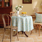 patdrea Designer Linen Vintage Green Tablecloth for Round Table,Durable Fruits Pattern Yellow Tablecloths,Fall Decor Table Cover for Kitchen Dining Christmas,Thanksgiving,Diameter 55"-Ania a