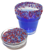 Snowy River Americas Cocktail Sugar - Naturally Colored 4th July Red, White & Blue Sugar for Cocktail Rimming, Baking & Decorating, Medium Crystal (Americas, 3oz Gift Bottle)