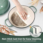 Davivy 5.5QT Cast Iron Sourdough Pan, 10" Round Dutch Oven for Bread, Enameled Cast Iron Dutch Oven for Sourdough Bread, Bread Baking Cloche, with Silicone Baking Mat - Sea Salt Green