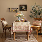 ISAENNE Designer Linen Floral Long Rectangular Tablecloth,Pale Yellow Farmhouse Indoor Table Cloth,Durable Decor Tablecloths for Dining Kitchen Thanksgiving Christmas,63"*94"-Chamonix A
