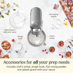 Cuisinart Stand Mixer, 12 Speeds, 5.5-Quart Mixing Bowl, Chef's Whisk, Flat Mixing Paddle, Dough Hook, and Splash Guard with Pour Spout, Silver Lining, SM-50BC, Silver Lining