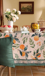 patdrea Designer Vintage Linen Long Rectangle Table Cloth,Framhouse Oranges and Leaves Pattern French Tablecloth,Fall Decor Cover for Kitchen Dining Christmas,Thanksgiving,63"x94"-Palladin a