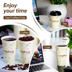 100 Pack 12 oz Coffee Cups,Disposable Hot Drink Paper Cups with Lids & Sleeves -12 Ounce Party Cups Perfect for Hot Beverages, Party, Office,and Home Use