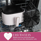 Paris Hilton Air Fryer, Large 6-Quart Capacity, Nonstick Made without PFAS, Touchscreen Display, 8-in-1 (Air Fry, Roast, Broil, Bake, Reheat, Keep Warm, Pizza, Dehydrate), Dishwasher Safe, White