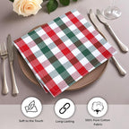 Urban Villa Cloth Dinner Napkins Set of 12 Highly Absorbent Soft Premium Dinner Napkins 20x20 Inches, Hotel Quality Reusable & Washable Table DinnerNapkins for Home (Christmas Buffalo Checks)