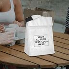 DISCOUNT PROMOS 100 Hook and Loop Insulated Lunch Bags Set - Customizable Text, Logo - Polyester, Durable, Vibrant, Reusable - White