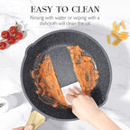 GiPP Nonstick Deep Frying Pan - 11 Inch Saute Pan with Lid Granite Induction Cookware, 4.5Qt Non Stick Woking Pan Skillet, PFOA PFOS APEO Free, Grey