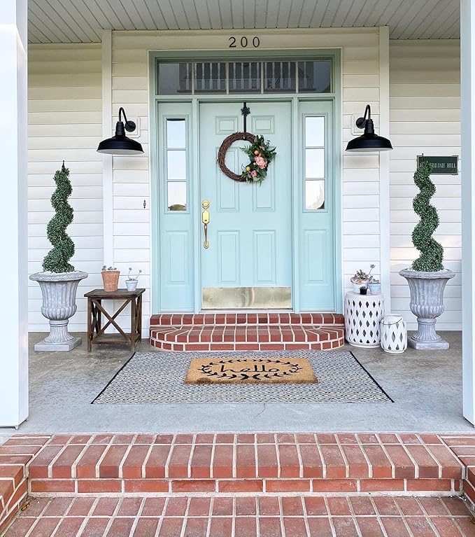 Steel Lighting Co. Gardena Barn Light | Outdoor Wall Mounted | 16" Dome | 16" Gooseneck | Farmhouse Light Made in America | Green Exterior/White Interior