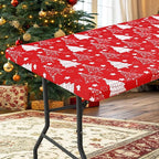 homing Rectangle Table Cloth Cover, Waterproof Polyester Elastic Fitted Tablecloth, Fits for 6 Foot Folding Tables, Washable Table Protector for Christmas, Holiday, Party (Christmas Tree, 30" x 72")