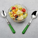 2-piece Salad Servers Stainless Steel Salad Serving Set Salad Fork and Spoon (Deep Green)