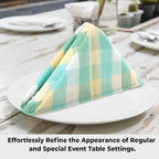 Urban Villa Cotton Dinner Napkins Set of 12 Highly Absorbent Soft Premium Cloth Napkins 20x20 Inches Hotel Quality Reusable & Washable Table Dinner Napkins for Home (Green Sand Buffalo Checks)