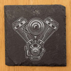 Rev Up Your Ride: V-Twin Engine Coasters for Bikers - Square Slate - Set of 8