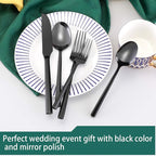 Hand Forged Stainless Steel Flatware Set Silverware Set Cutlery Set Hexagon Handle Black Mirror Finished 20 Pieces Service for 4