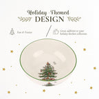 Spode Christmas Tree Large Round Bowl - 10-Inch Porcelain Serving Dish for Salad, Pasta & Side Dishes - Iconic Holiday Design with Green Trim, Dishwasher, Microwave Safe - Festive Gatherings