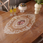 Waterproof Clear Table Cover Protector, Vinyl Rectangle Table Cloth with Lace Pattern Oil Spill Proof Wipe Clean Plastic Tablecloths for Dining Tables (French Lace, 55 x 84 Inches)