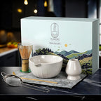 6 Pcs Matcha Whisk Set | Matcha kit with White Bowl, Bamboo Whisk, Scoop, Sifter, Holder for whisk & Cleaning Cloth, Traditional Matcha Set in Magnetic Gift Box