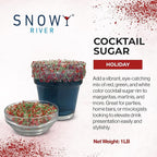 Snowy River Holiday, Cocktail & Margarita Sugar Rimmer - Vibrant Naturally Colored Sugar for Cocktail Rimming, Baking & Decorating, Medium Crystal - 16oz
