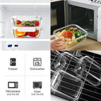 BAYZZ 10 Pack 22 oz Glass Meal Prep Containers, Glass Food Storage Containers with Airtight Lids, BPA-Free, Freezer and Microwave Safe, White