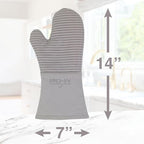 All-Clad Silicone Oven Mitts: Heat Resistant up to 500 Degrees - 100% Cotton & Silicone, 14"x7" Oven Mitt for Kitchen and Barbeque, 2-Pack, Titanium
