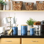 DII Kitchen Accessories Retro Collection, Ceramics, Canister Set, Blue, 3 Piece
