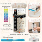 10 Inch Round & Oval Sourdough Proofing Basket Set, Banneton Bread Proofing Basket with Starter Jar, Sourdough Starter Kit Includes Bread Knife & Bread Board Natural Rattan for Perfect Loaves