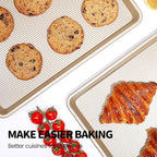 Vinino Half Sheet Pan, Baking Sheet, Cookie Sheets For Baking with Square Texture Pattern, 12"x17" Thicker Carbon Steel Non-stick Baking Pan Tray
