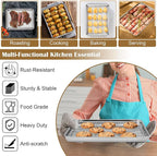 E-far Baking Sheet with Wire Rack (2 Pans + 2 Racks), Stainless Steel Cookie Sheets Pan & Cooling Rack for Baking Cookies Cake, Non Toxic & Heavy Duty, Oven & Dishwasher Safe, 12.4 x 9.7 x 1 Inch